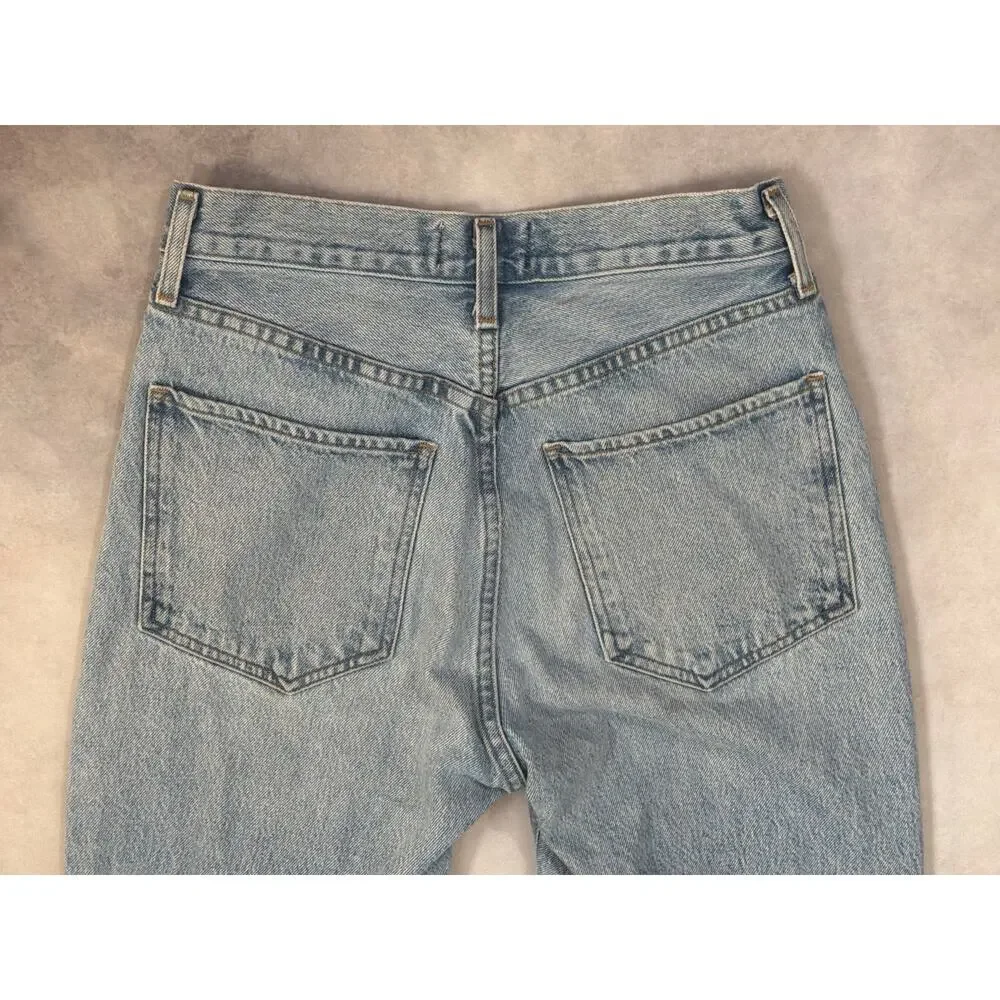 AGOLDE High Rise Straight Leg Ankle Jeans Size 25 Light Wash Button Fly Cropped